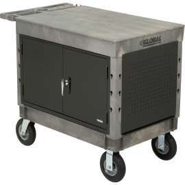 Global Industrial Utility Cart w/2 Shelves & 8" Casters, 44"L x 25-1/2"W x 32-1/2"H, Gray