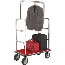 Global Industrial Silver Stainless Steel Bellman Cart Straight Uprights 8" Pneumatic Casters