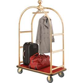 Global Industrial Bellman Cart With Curved Uprights, 6" Casters, Gold Stainless Steel