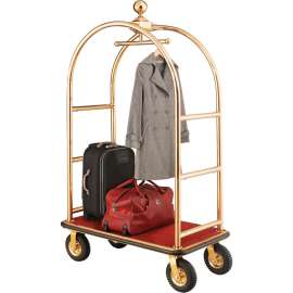 Global Industrial Bellman Cart Curved Uprights, 8" Pneumatic Casters, Gold Stainless Steel