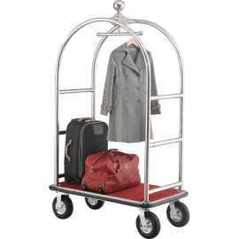 Global Industrial Bellman Cart With Curved Uprights, 8" Casters, Silver Stainless Steel