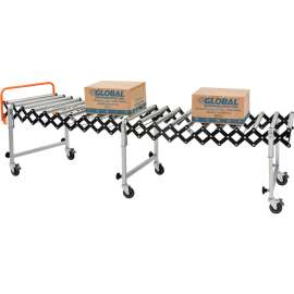 Global Industrial Portable Flexible & Expandable 2'8" to 8'6" Conveyor - Steel Rollers - 24"W