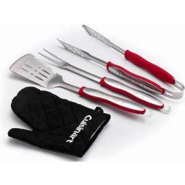 Cuisinart 3-Piece Grilling Tool Set w/ Grill Glove, Red/Black