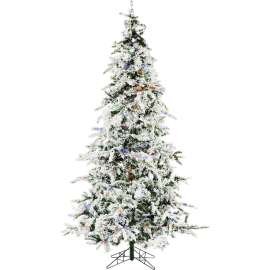 Christmas Time Artificial Christmas Tree - 7.5 Ft. White Pine Multi-Color/Clear LED Lights