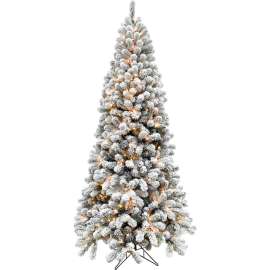 Fraser Hill Farm Artificial Christmas Tree - 6.5 Ft. Alaskan Flocked - Clear Smart Lights