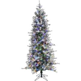 Fraser Hill Farm Artificial Christmas Tree - 6.5 Ft. Buffalo Fir Slim - Multi LED Lights
