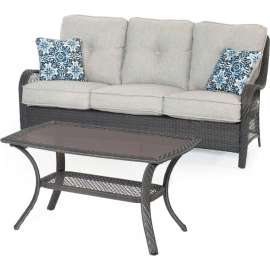 Hanover Orleans 2 Piece Patio Set, Silver Lining/Gray