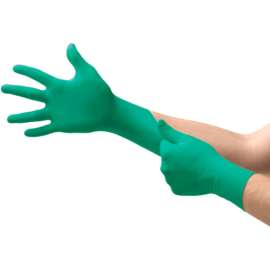 TouchNTuff 92-500 Industrial Grade Nitrile Disposable Gloves, Powdered, Grn, 7-1/2-8, 100/Box