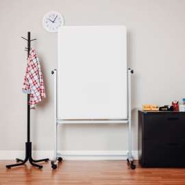 Global Industrial Mobile Reversible Magnetic Whiteboard - 36"W x 48"H - Steel - Silver Frame