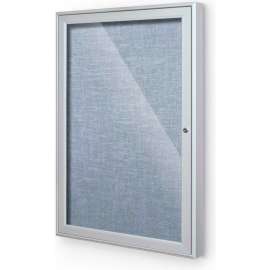 Balt Outdoor Enclosed Bulletin Board Cabinet,1-Door 24"W x 36"H, Silver Trim, Pacific Blue