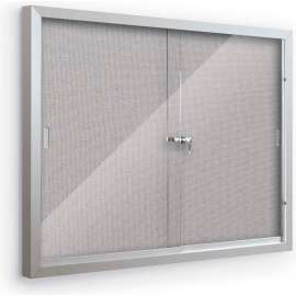 Balt Deluxe Bulletin Board Cabinet with 2 Sliding Doors 46"W x 34"H, Granite