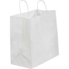Global Industrial Paper Shopping Bags, 13"W x 7"D x 13"H, White, 250/Pack