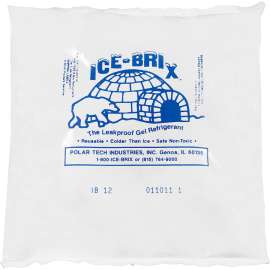 Ice-Brix Cold Packs, 12 Oz., 6"L x 6"W x 1"H, White/Blue, 24/Pack