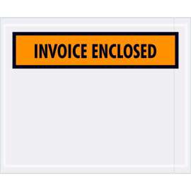 Panel Face Envelopes, "Invoice Enclosed" Print, 5-1/2"L x 4-1/2"W, Orange, 1000/Pack