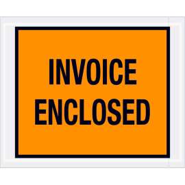 Full Face Envelopes, "Invoice Enclosed" Print, 5-1/2"L x 4-1/2"W, Orange, 1000/Pack