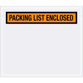 Panel Face Envelopes, "Packing List Enclosed" Print, 6"L x 7"W, Orange, 1000/Pack
