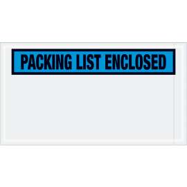 Panel Face Envelopes, "Packing List Enclosed" Print, 10"L x 5-1/2"W, Blue, 1000/Pack
