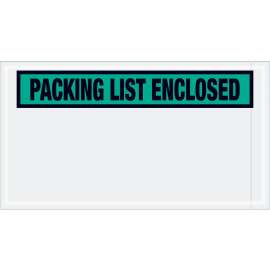 Panel Face Envelopes, "Packing List Enclosed" Print, 10"L x 5-1/2"W, Green, 1000/Pack
