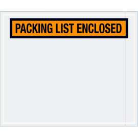 Panel Face Envelopes, "Packing List Enclosed" Print, 12"L x 10"W, Orange, 500/Pack