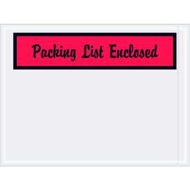 Panel Face Envelopes , "Packing List Enclosed" Print, Side Opening, 6"L x 4-1/2"W, Red, 1000/Pack
