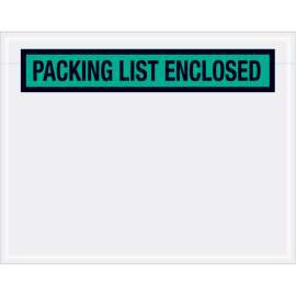 Panel Face Envelopes, "Packing List Enclosed" Print, 7"L x 5-1/2"W, Green, 1000/Pack