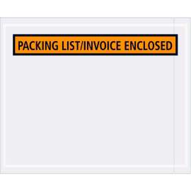 Panel Face Envelopes, "Packing List/Invoice Enclosed" Print, 5-1/2"Lx4-1/2"W, Orange, 1000/Pack