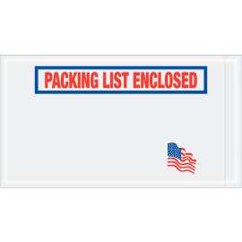 USA Flag Envelopes, "Packing List Enclosed" Print, 10"L x 5-1/2"W, Red/White/Blue, 1000/Pack