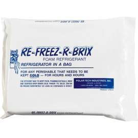 Re-Freez-R-Brix Cold Bricks, 64 Oz., 9"L x 8"W x 1-1/2"H, White/Blue, 6/Pack