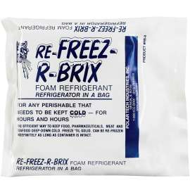 Re-Freez-R-Brix Cold Bricks, 7.5 Oz., 4-1/2"L x 4"W x 3/4"H, White/Blue, 42/Pack