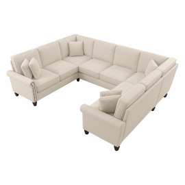 Bush Business Furniture Coventry U Shaped Sectional Couch, 113"W x 87"D x 35-3/4"H, Cream