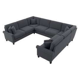 Bush Business Furniture Coventry U Shaped Sectional Couch, 125"W x 99"D x 35-3/4"H, Dark Gray