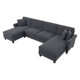 Bush Business Furniture Couch w/ Double Chaise Lounge, 131"W x 62-3/16"D x 35-3/4"H, Dark Gray