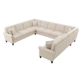 Bush Business Furniture Coventry U Shaped Sectional Couch, 137"W x 111"D x 35-3/4"H, Cream