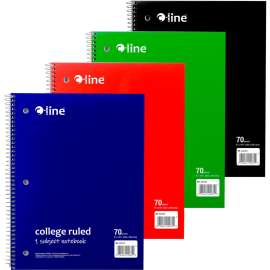 C-Line 1-Subject Notebook, College Ruled, 70-Page, Assorted, 24 Each/Set