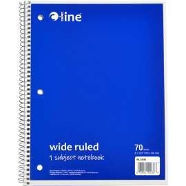 C-Line 1-Subject Notebook, Wide Ruled, 70-Page, Blue, 24 Each/Set