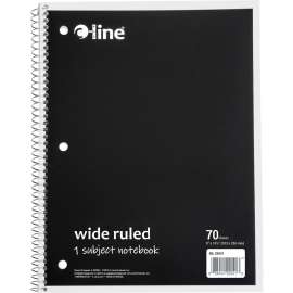 C-Line 1-Subject Notebook, Wide Ruled, 70-Page, Black, 24 Each/Set