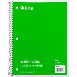 C-Line 1-Subject Notebook, Wide Ruled, 70-Page, Green, 24 Each/Set