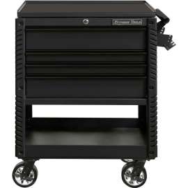 Extreme Tools EX3304TCMBBK 33"Wx22-7/8"Dx44-1/4"H 4 Drawer Matte Black Deluxe Tool Cart W/ Bumpers