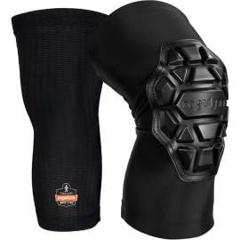 Ergodyne Proflex 550 Padded Knee Sleeves w/ 3 Layer Foam Cap, S/M, Black