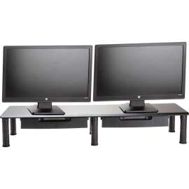Mind Reader Dual Monitor Stand with Drawer, Black