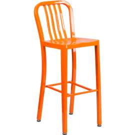 Flash Furniture 30"H Orange Metal Barstool with Vertical Slat Back