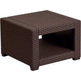 Flash Furniture Outdoor Faux Rattan End Table - Chocolate Brown