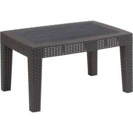 Flash Furniture Faux Rattan with Plank Top Coffee Table - Dark Gray