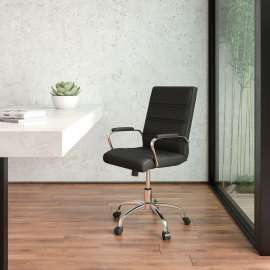 Flash Furniture Executive Swivel Chair - Mid Back - Leather - Black