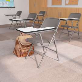 Flash Furniture Premium Steel Folding Chair - Left Handed Tablet Arm - Beige