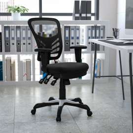 Flash Furniture Multifunction Executive Office Chair - Mesh - Mid-Back - Black