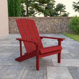Flash Furniture Charlestown All-Weather Adirondack Chair - Red Faux Wood
