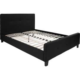 Flash Furniture Tribeca Tufted Upholstered Platform Bed in Black, Queen Size