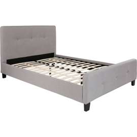 Flash Furniture Tribeca Tufted Upholstered Platform Bed in Light Gray, Full Size