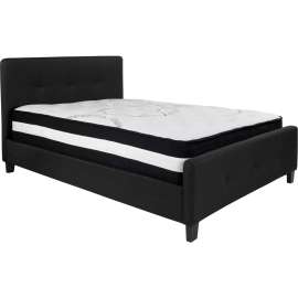 Flash Furniture Tribeca Tufted Upholstered Platform Bed, Black, Pocket Spring Mattress, Full